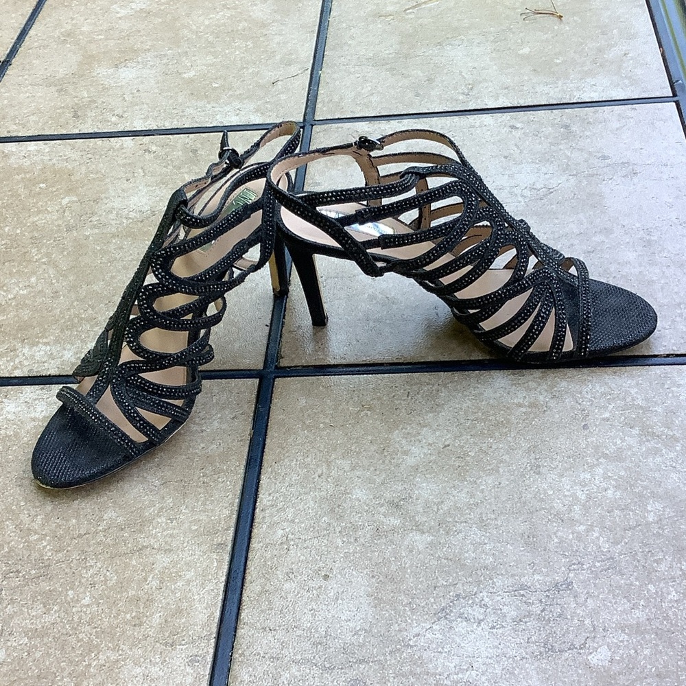 INC International Concepts Black Strappy High Heel Sandals
